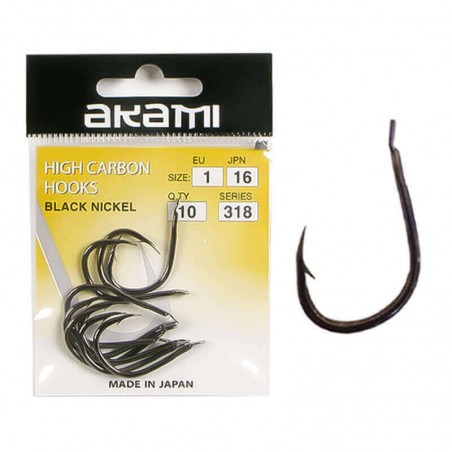 AKAMI - 318 BLACK NICKEL HOOKS -1/0